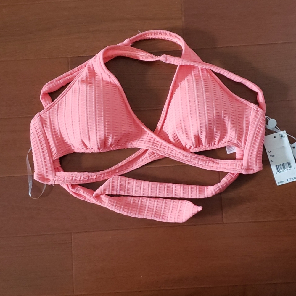Lucky brand cross back wrap bikini top (0426)